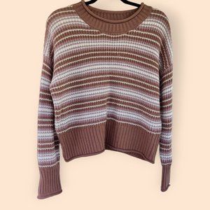 Hippie Rose Medium Striped Mauve Pink White Sweater Academia Cottagecore Preppy